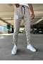 Men's Beige Slim Fit Jogger Pants with Elastic Legs - 3