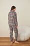 Women's Front Button Shirt Collar Suede Fabric Pajamas Set - 7