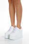 Women's Wedge Heel 9cm Comfortable White High Heel Sneakers - 6