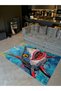 Kemal Collection Blue Themed Shark Patterned Woven Base Modern Decorative Carpet 48 - 2