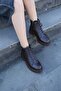 (Astara) Genuine Leather Brown Orthopedic Ankle Boots with Adjustable Lacing Detail Inside - 6
