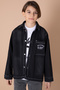Black Text Embroidered Jean Shirt T-Shirt and Boy's 2 Piece Set 20035