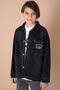 Black Text Embroidered Jean Shirt T-Shirt and Boy's 2 Piece Set 20035 - 3