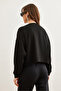 Women's Black Modal Textured Premium Oversize Draped Sweatshirt Swt- 19000713 - 4