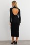 Women's Black Low-Rise Turtleneck Midi Dress Ey3012 - 2
