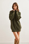 Women's Khaki Turtleneck Soft Textured Beard Knitwear Tunic Tnk- 19000098 - 2