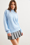 Women's Baby Blue Half Fisherman Loose Fitting Knitwear Sweater Kzk- 19000875 - 3