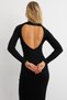 Women's Black Low-Rise Turtleneck Midi Dress Ey3012 - 3