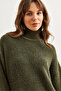 Women's Khaki Turtleneck Soft Textured Beard Knitwear Tunic Tnk- 19000098 - 6