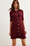 Women's Burgundy Buttoned Mini Knitwear Dress Elb- 19002329 - 5