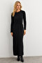 Women's Black Double Breasted Maxi Dress Mtf31 - 2