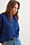 Women's Navy Blue Modal Texture Premium Oversize Flowy Sweatshirt Swt- 19000713 - 6