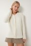 Women's Bone Stylish Heart Buttoned Bearded Soft Knitwear Cardigan Cr00442 - 3