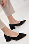 Black Suede Women's Classic Heeled Shoes 18391 - 3