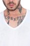 White Wide Collar Dirty Collar Slim Fit T-shirt - 3