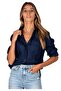 Slim Fit Navy Blue Women's Shirt
