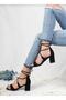 Women's Black Single Strap Ankle Lace Sandals Summer Thick Short Heel Shoes - 2