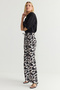 Siyah Beli Lastikli Wide Leg/Geniş Paça Batik Desenli Dokuma Pantolon TWOSS25PL00005 - 3