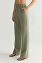 Haki Keten Görünümlü Wide Leg/Geniş Paça Dokuma Pantolon TWOSS25PL00018 - 4