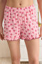 Pembe %100 Pamuklu Çiçekli Fırfırlı Pointel Ajurlu/Delikli Şortlu Örme Pijama Takımı THMSS25PT00010 - 5