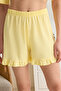 Sarı %100 Pamuklu Fırfırlı Baskılı Şortlu Örme Pijama Takımı THMSS22PT0422 - 4