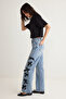 Mavi Kurdele/Fiyonk Detaylı Normal Bel Wide Leg Geniş Paça %100 Pamuk Jeans TWOSS25JE00035 - 3