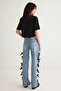 Mavi Kurdele/Fiyonk Detaylı Normal Bel Wide Leg Geniş Paça %100 Pamuk Jeans TWOSS25JE00035 - 6