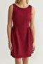 Bordo A Kesim Eteği Hacimli Mini Dokuma Elbise TWOSS25EL00320 - 4