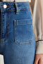 Mavi Ütü İzli Cep Detaylı Normal Bel Comfort/Esnek Crop Flare Jeans TWOSS25JE00031 - 4