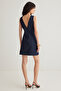 Koyu Mavi V Yaka Mini Denim Elbise TWOSS25EL00151 - 5