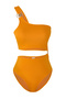 Turuncu Tek Omuz Döküm Aksesuarlı Cut Out Detaylı Regular Mayokini TBESS25MA00046 - 5