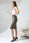 Women's Brown Plaid Pencil Skirt - 2