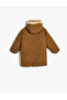 Hooded Coat with Faux Fur Detail and Flap Pockets - 4