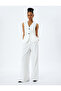 High Waist Palazzo Trousers with Pockets and Pleat Detail