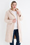 Women's Plus Size Long-Sleeved Pocket Hooded Plush Long Cardigan