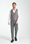 Black-Hardal Plaid Print V-Neck Double Breasted Vest Slim Fit - 6