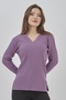 Women's Knitwear Lilac V-Neck Winter Stretchy Mother Sweater - 3