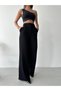 Women's Licrated Cirt Closure Palazzo Pants Bol Legs High Waist Pants - 4