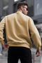 Men's Plain Crew Neck Sweat - Beige - 4