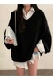Off-Shoulder V-Neck Oversize Casual Long Sleeve Sweater for Autumn and Winter, Women's Clothing