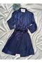 Navy Blue Vanessa Women's Satin Nightgown and Dressing Gown Dowry Set (Boxed) - 7