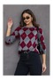 La Lilyum - Plaid Diamond Patterned Soft Knitwear Sweater - 2