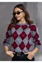 La Lilyum - Plaid Diamond Patterned Soft Knitwear Sweater