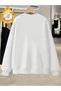 Women's White Tolerate Bear Printed Crew Neck Oversize Sweatshirt - 2
