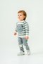 Striped Bear Printed Seasonal Long Sleeve Cycling Collar Bottom 3-6-9-12-18 Months Baby Boy Set - 5