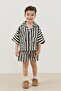 Black Striped Pocket Suit Set - 3