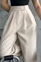 WOMEN'S HIGH WAIST CLOSURE VELCHET DETAIL WIDE LEG PANTS - 8