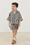 Black Striped Pocket Suit Set - 4