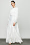Ecru Stone Detailed Drape Evening Dress - 3
