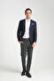 Str Men's Navy Blue Slim Fit Mono Collar Self Patterned Sports Blazer Jacket - 7